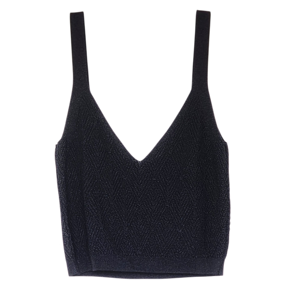 Zara Black Knit Sleeveless Camisole Top Women's Size L NEW